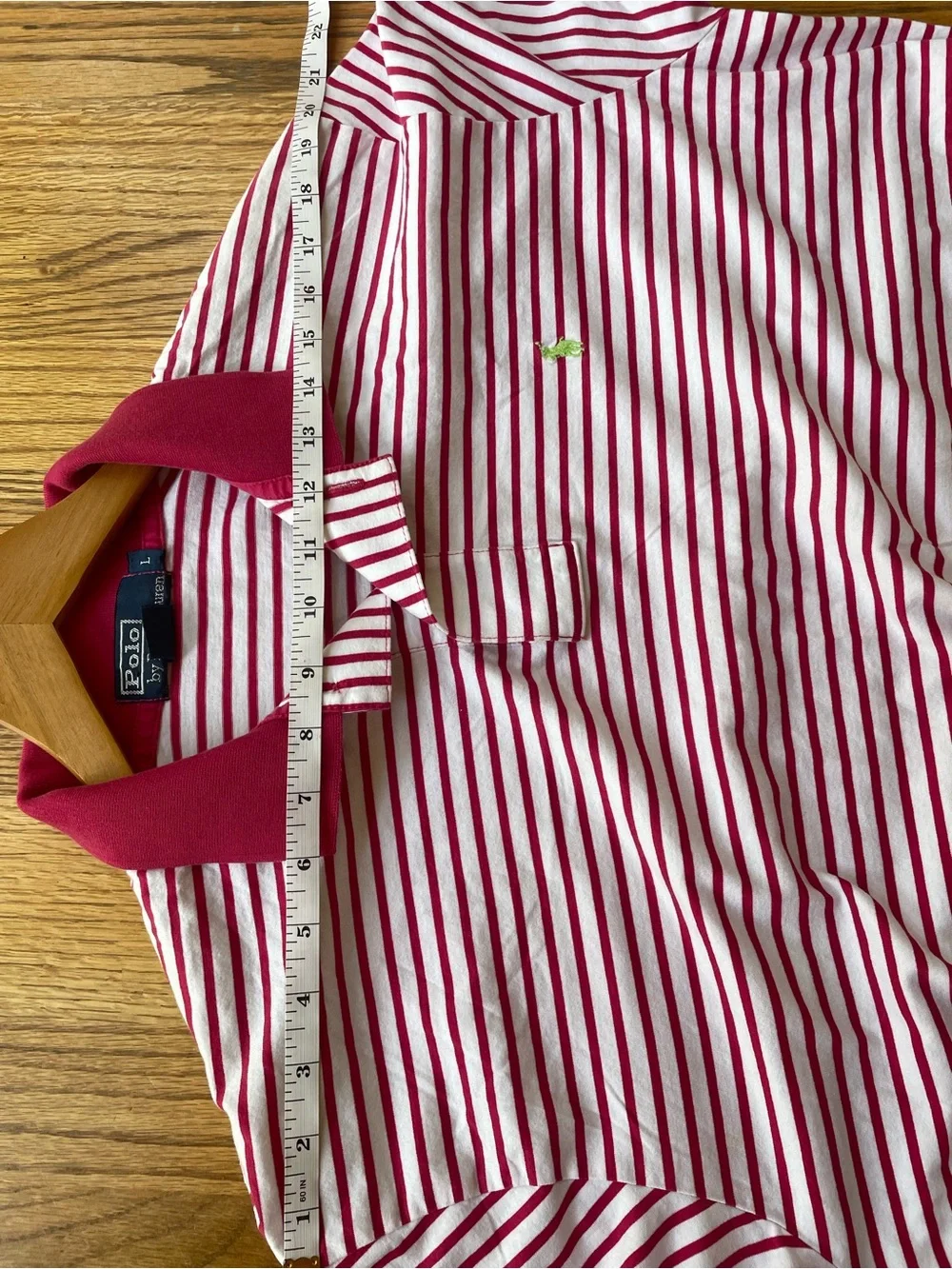 Polo by Ralph Lauren Pink/White Striped shirt w/ green embroidery Men’s Large